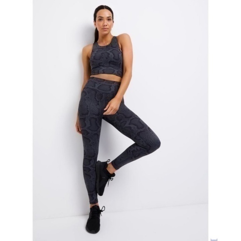 ALLFENIX Anthropologie Animal Print Active Set Sports Bra and Leggings Gray XS